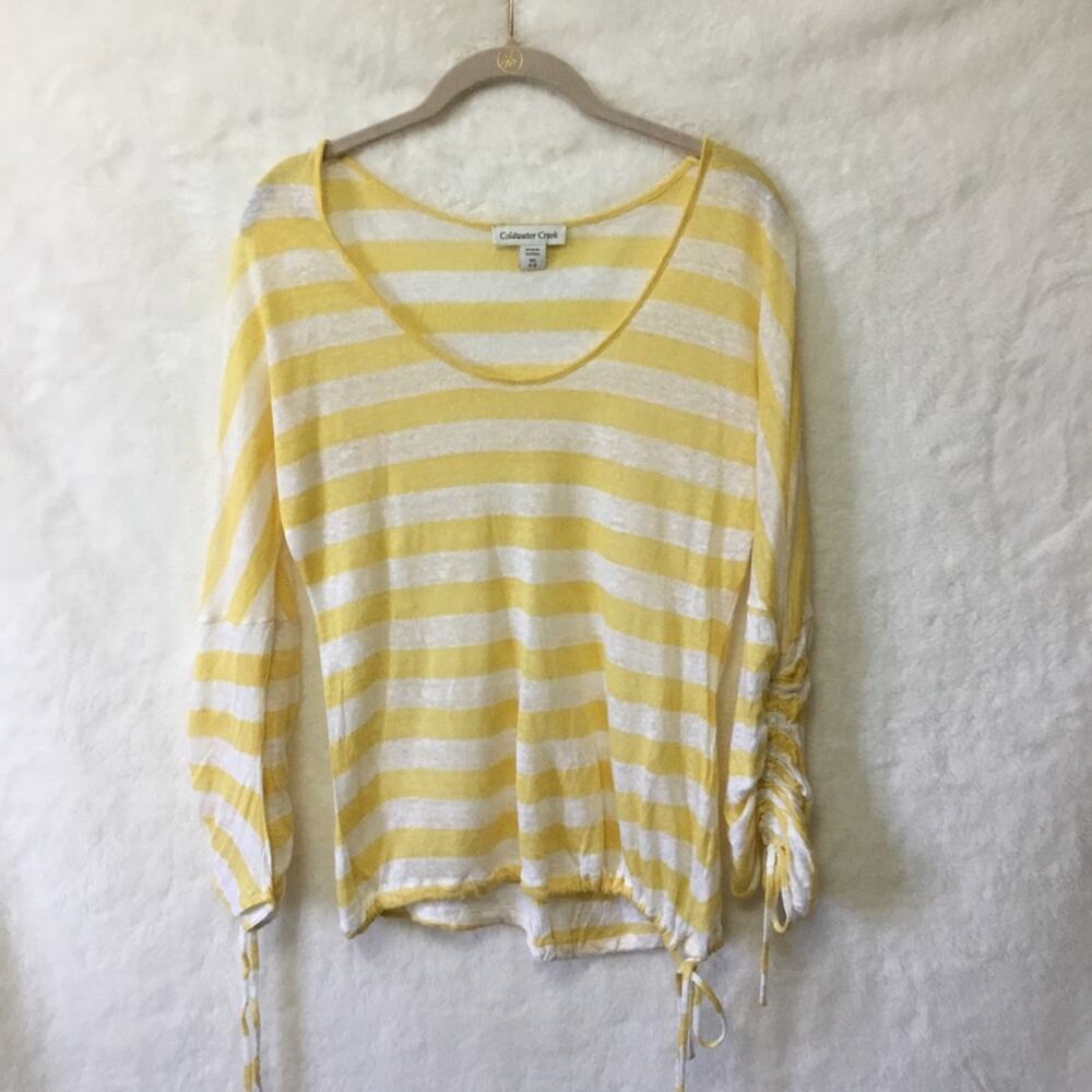 Coldwater Creek Yellow Stripped Long Sleeve Shirt - Picture 2 of 9